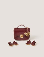 Mini Patent Satchel Bag & Hair Clips Set, , large