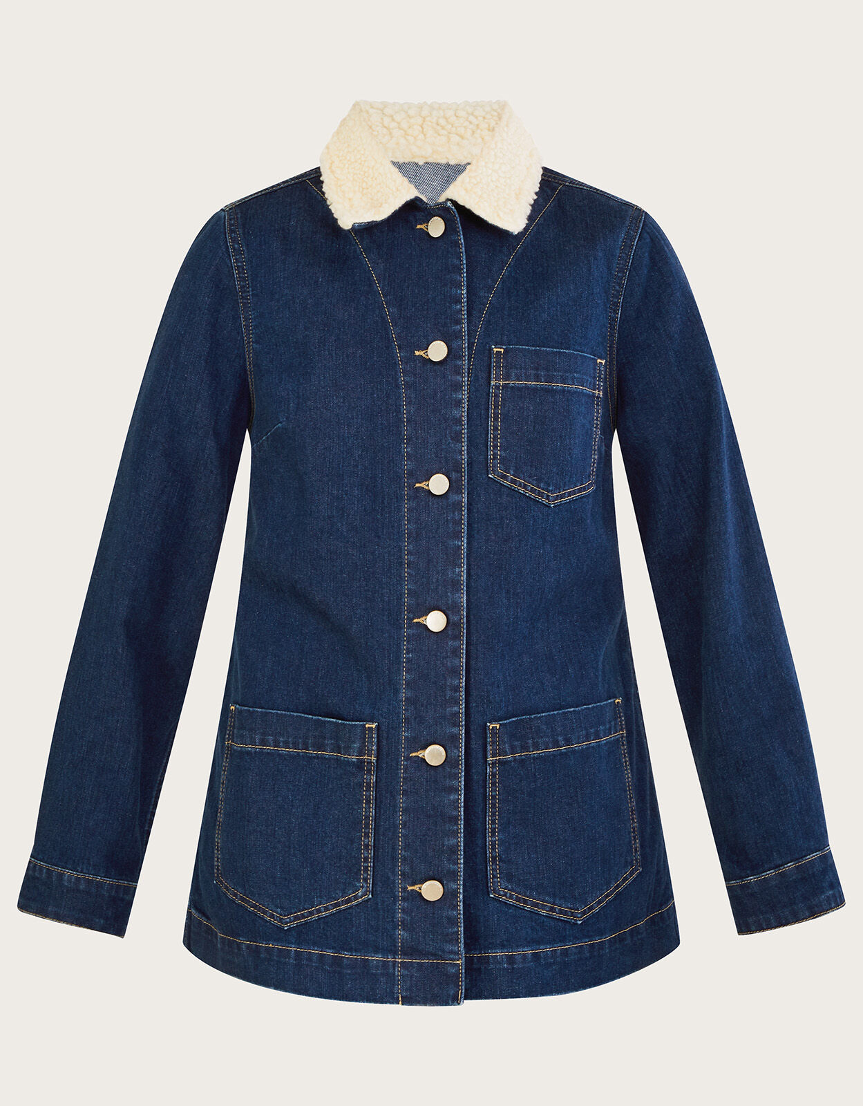Borg collar store denim jacket ladies