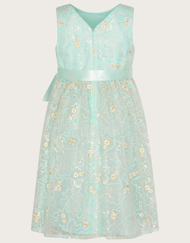 Daisy Sequin Embroidered Dress, Green (MINT), large