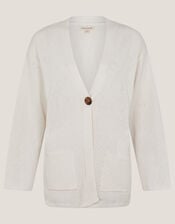 Clo Knit Single-Button Cardigan, Ivory (IVORY), large