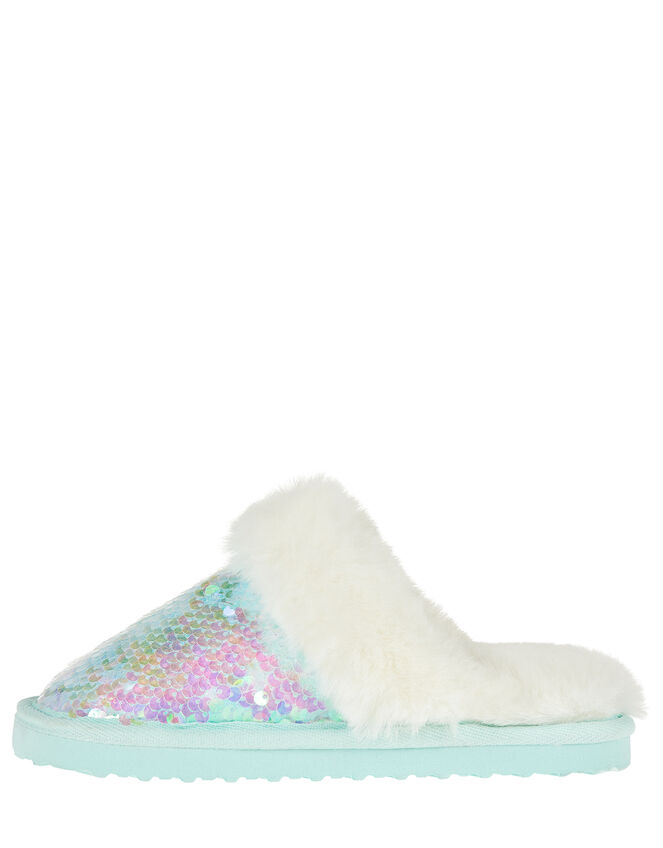 Irridescent Sequin Fluffy Slippers, Multi (MULTI), large