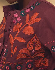 East Joseline Floral Embroidered Blouse, Red (BURGUNDY), large