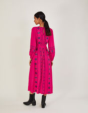 Elliana Embroidered Midi Dress in Sustainable Viscose, Pink (PINK), large