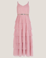 Fiorella Sleeveless Tiered Maxi Dress, Pink (PINK), large