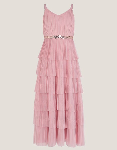 Fiorella Sleeveless Tiered Maxi Dress, Pink (PINK), large