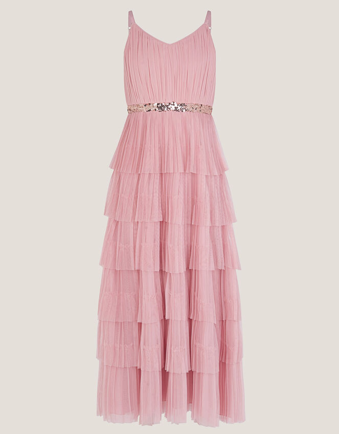 Fiorella Sleeveless Tiered Maxi Dress, Pink (PINK), large
