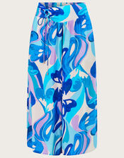 Swirl Print Cropped Trousers in LENZING™ ECOVERO™, Blue (BLUE), large