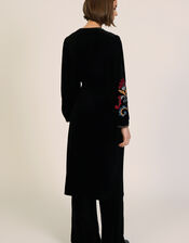 Traffic People Folklore Embroidered Velvet Duster Coat, Black (BLACK), large