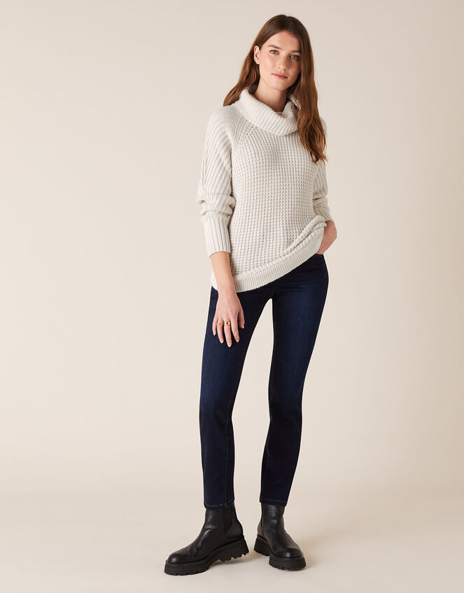 Caitlyn Cowl Neck Stitchy Jumper, Ivory (IVORY), large