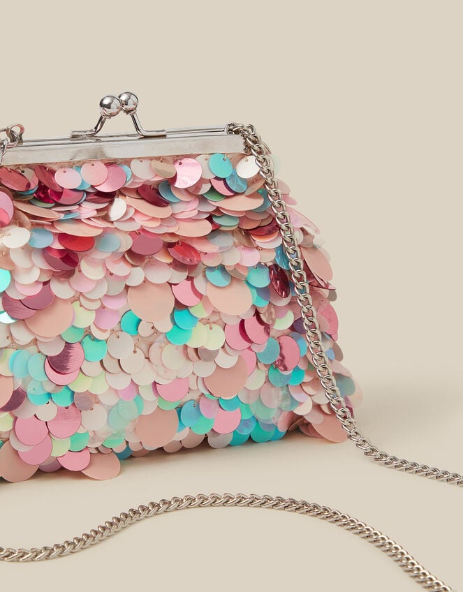 Sequin Clip Frame Bag, , large