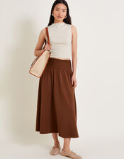 Jourdana Jersey Midi Skirt, Brown (BROWN), large