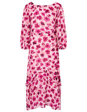 Pompea Poppy Print Midi Dress, Pink (PINK), large