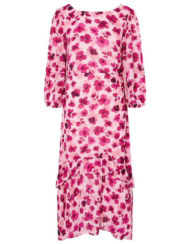 Pompea Poppy Print Midi Dress, Pink (PINK), large