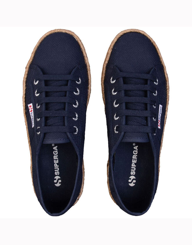 Superga 2790 Cotrope Espadrille Flatforms, Blue (NAVY), large