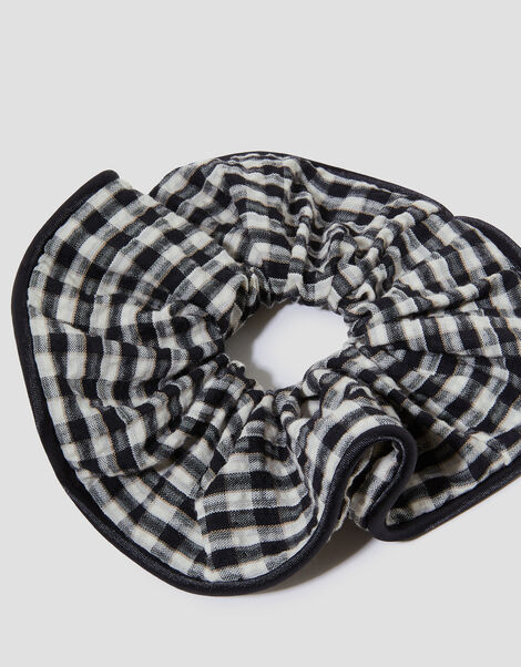Oversized Gingham Hair Scrunchie, , large