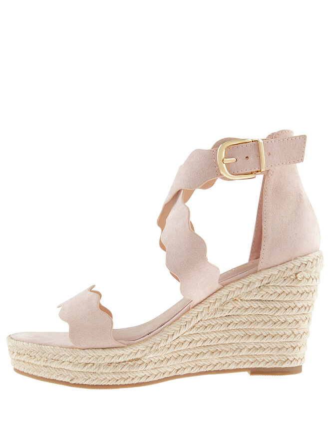 Sophie Scalloped Wedge Heel Sandals, Nude (NUDE), large