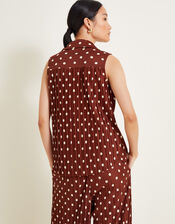 Paris Spot Plisse Top, Brown (BROWN), large