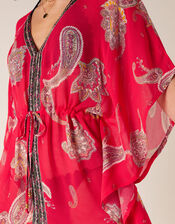 Heritage Print Kaftan in Sustainable Viscose, Red (RED), large