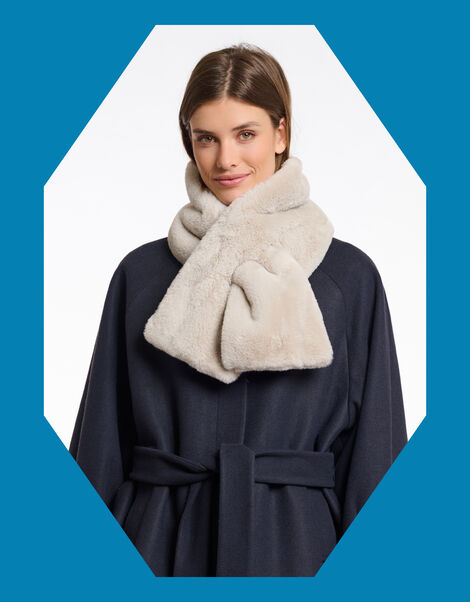 Rino & Pelle Stip Faux Fur Scarf, , large