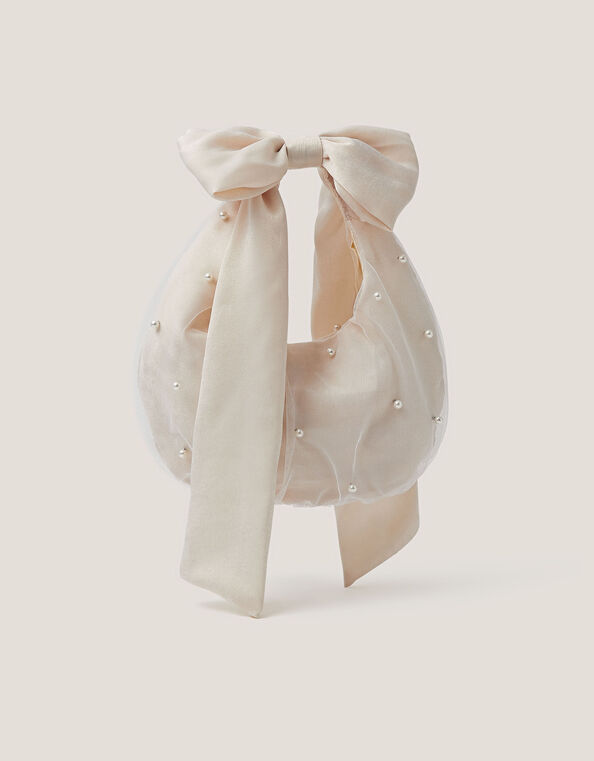  Pearl Bow Tulle Bag, , large