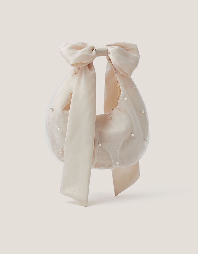 Pearl Bow Tulle Bag, , large