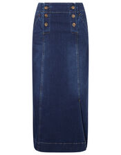 Slim Denim Midi Skirt, Blue (BLUE), large