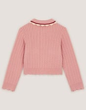 Embellished Cable Knit Cardigan, Pink (PINK), large
