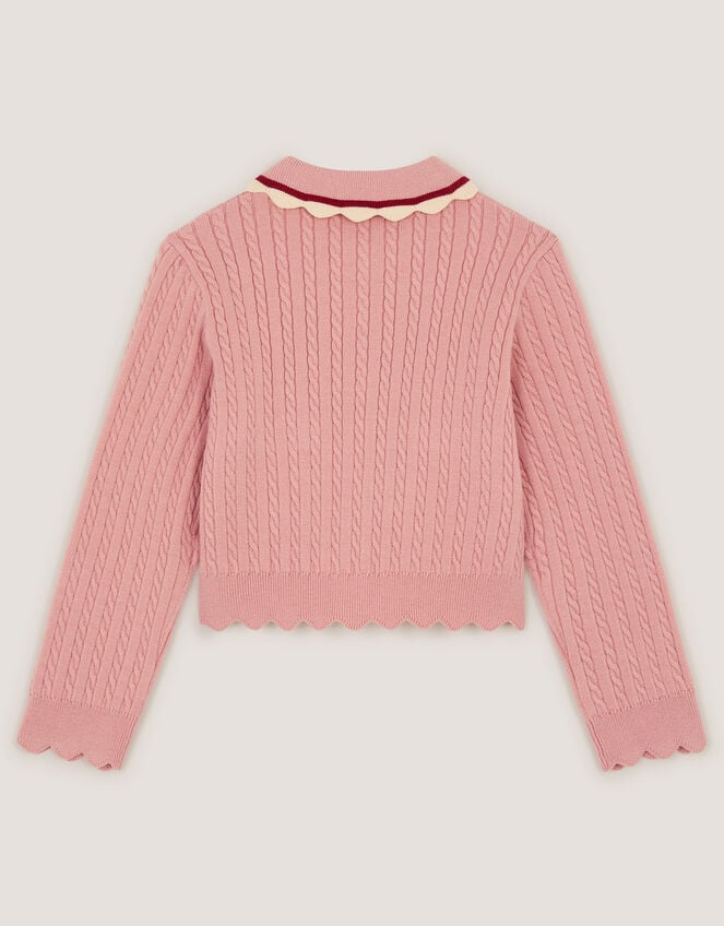 Embellished Cable Knit Cardigan, Pink (PINK), large
