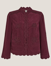 Jimena Floral Corduroy Jacket, Red (BURGUNDY), large