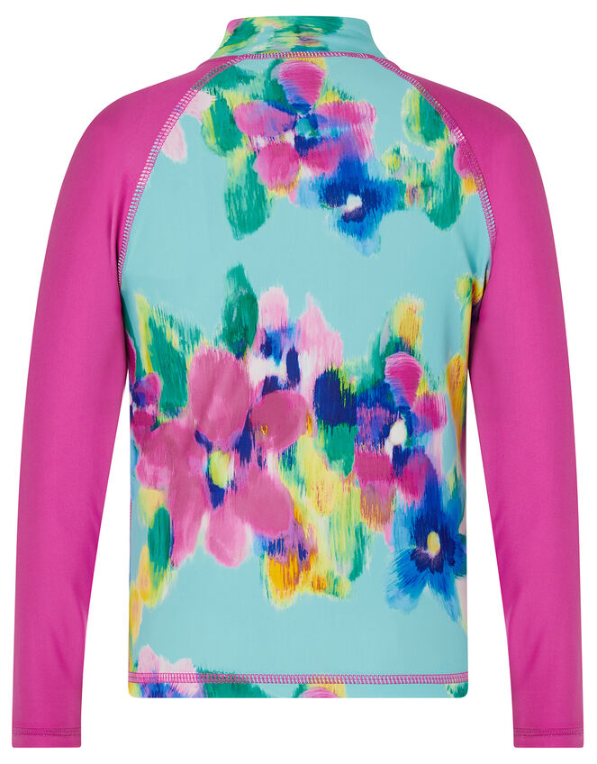 Blurred Floral Sunsafe Top, Blue (TURQUOISE), large