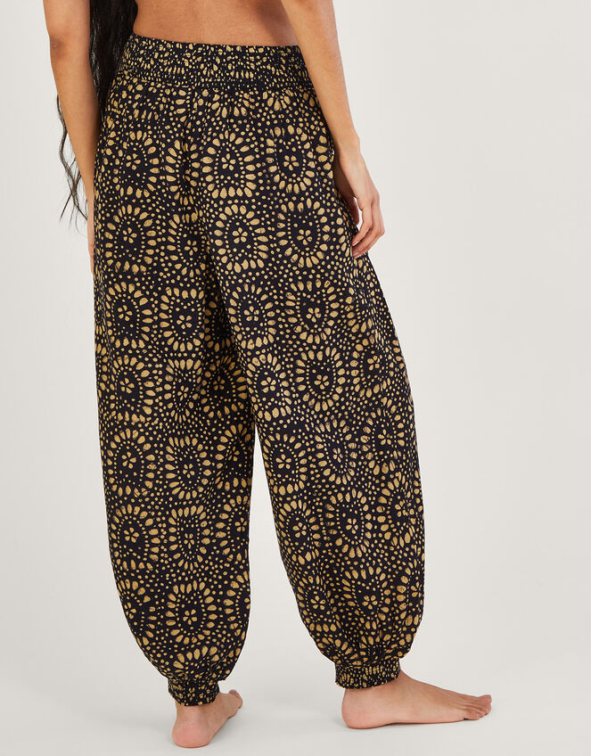 Batik Print Harem Trousers in LENZING™ ECOVERO™, Black (BLACK), large