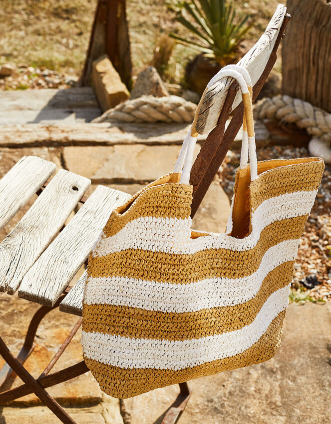 Seema Stripe Straw Shopper Bag, , large