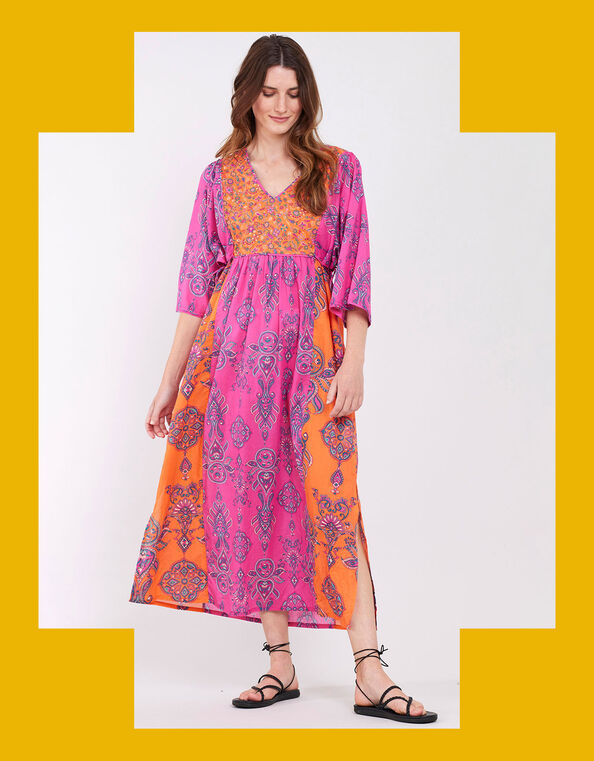 East Rian Print Kaftan, Pink (PINK), large