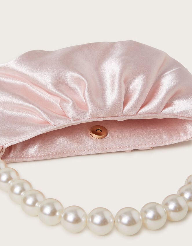 Pearl Strap Satin Party Bag, , large