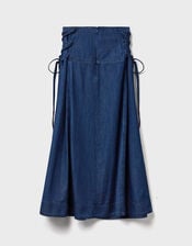 East Reyna Denim Midi Skirt, Blue (INDIGO), large