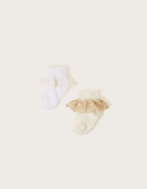 Baby Lace Trim Socks Twinset Multi, Multi (MULTI), large
