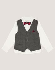 3-Piece Tartan & Herringbone Suit, Grey (GREY), large