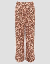 Arielle Leopard Print Trousers, Brown (BROWN), large