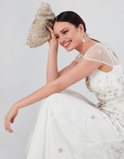 Embellished Shell Clasp Bridal Clutch Bag, , large