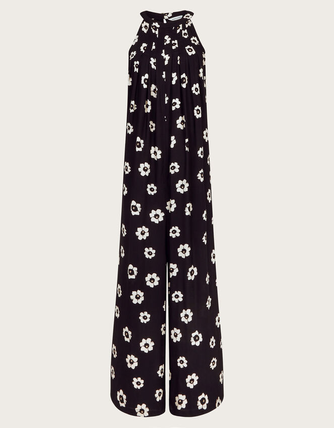 Lei Floral Wide Leg Jumpsuit, Black (BLACK), large