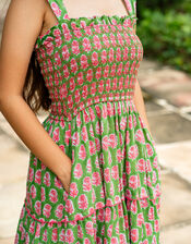 India & Mills Maddie Tiered Maxi Dress, Green (GREEN), large