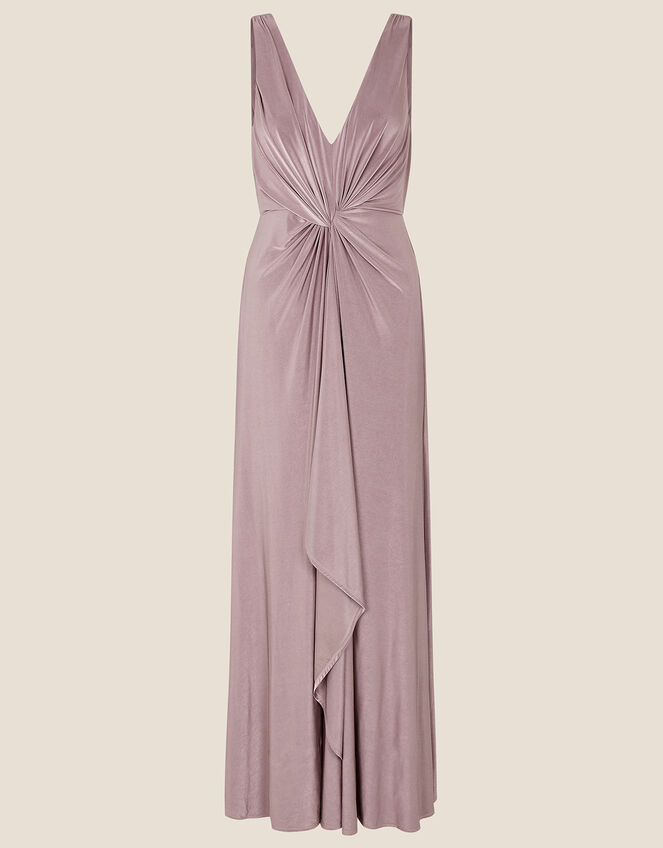 Jessie Jersey Twist V Neck Maxi Dress, Brown (MOCHA), large