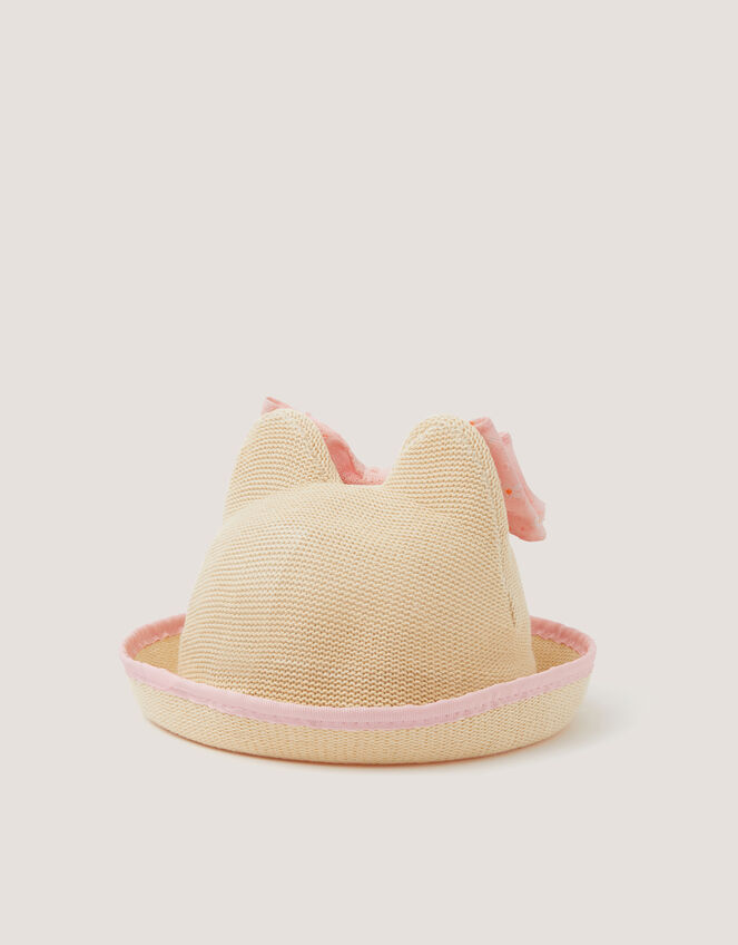 Baby Embroidered Bunny Bow Hat, Pink (PINK), large