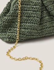 Lana Raffia Clutch Bag, Green (SAGE), large