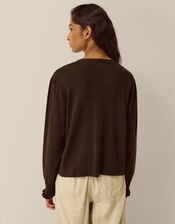Ruby Frill Cardigan, Brown (CHOCOLATE), large