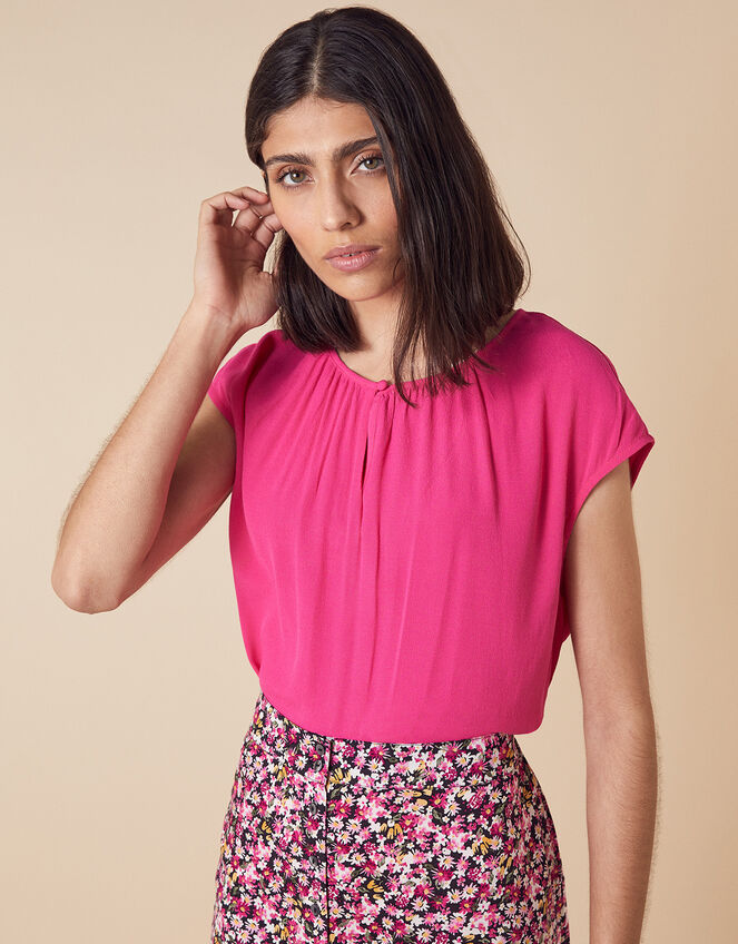Short Sleeve Blouse with LENZING™ ECOVERO™, Pink (PINK), large
