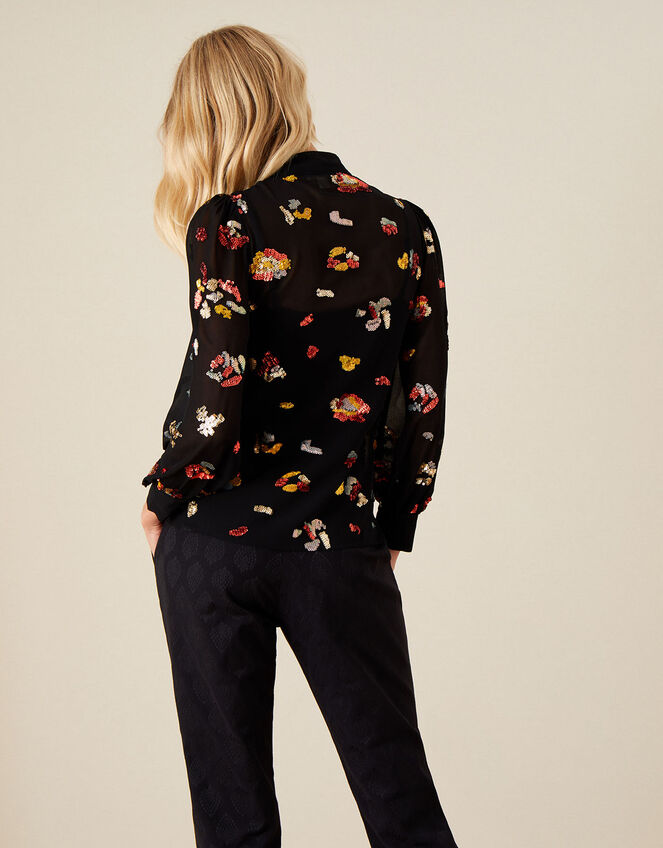 Sutton Embellished Animal Blouse , Black (BLACK), large