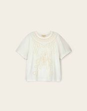 East Florence Floral Embroidered T-shirt, Ivory (IVORY), large