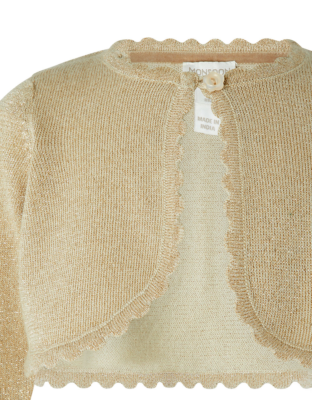 Baby Niamh Cropped Sparkle Knitted Cardigan Gold Baby Girl Cardigans Monsoon Global.