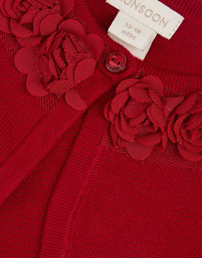 Baby Ottilie Appliqu&eacute; Rose Cardigan, Red (RED), large